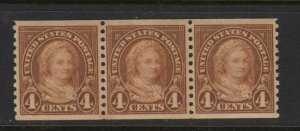 1923 Martha Washington horizontal coil Sc 601 MNH VF strip of 3 CV $24 (A