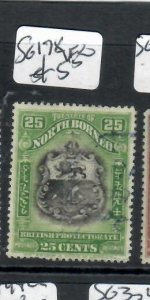 NORTH BORNEO  25C ARMS SG 178   VFU      P0809H