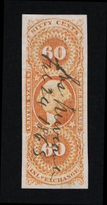 EXCELLENT GENUINE SCOTT #R64a VF-XF 1862-71 ORANGE 1ST ISSUE INLAND EXCH #18534