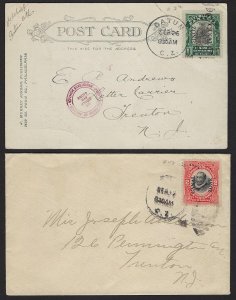 US CANAL ZONE 1900s POST CARD & COVER FRANKED 1c READING UP & 2¢ READING DOWN