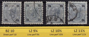 Austria - 1890 - Scott #59 - used - Franz Josef - perforation varieties
