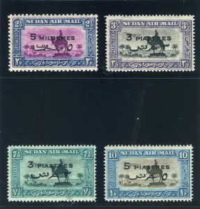 Sudan 1938 Air Mail surcharges set of 4 complete MLH. SG 74-77. Sc C31-C34.