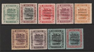 BRUNEI 1922 Malaya-Borneo set 1c-$1, all variety 'broken E'.