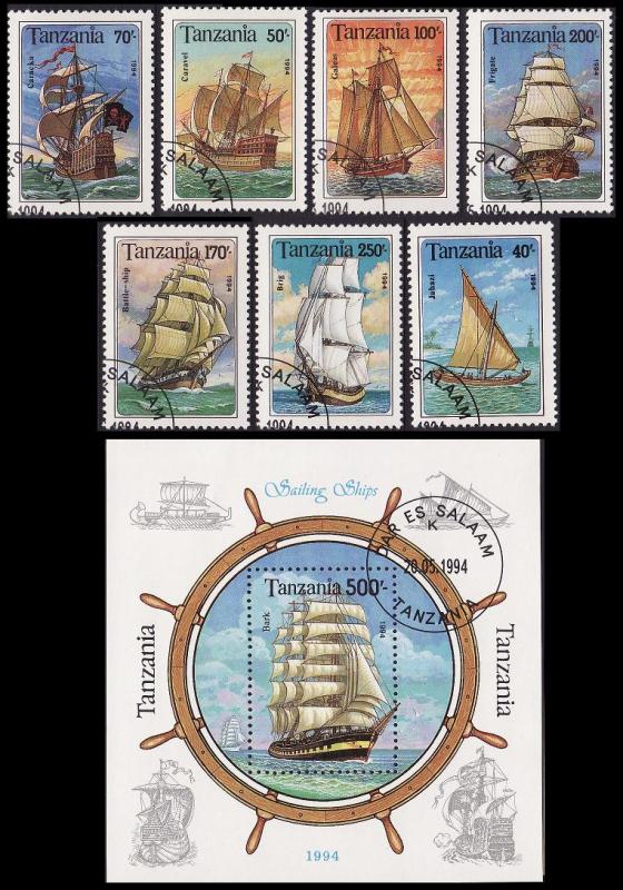 Tanzania Sailing Ships 7v+MS CTO SG#1791-1798 MI#1739-1745+Block 244
