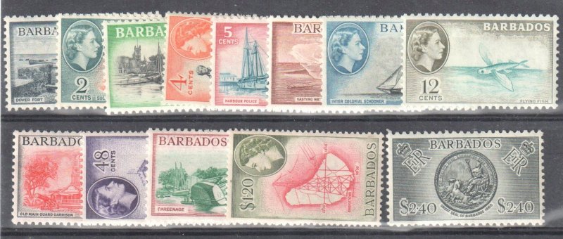 Barbados 1953-57 Scott # 235-247 Mint OG LH Set