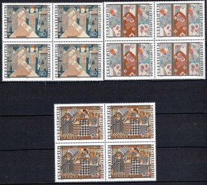 Liechtenstein Scott # 675 - 677, mint nh, block of 4 each