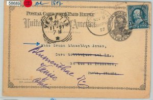 58689 -  USA - POSTAL HISTORY: Scott # UY1  STATIONERY CARD to ITALY 1897