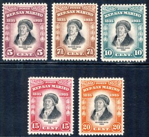 SAN MARINO 1935 sc 169-173 VF MVLH and fresh! cv $51.80  *Bay Stamps*