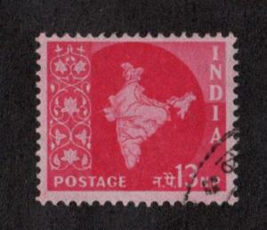 INDIA Sc# 309 Used FVF Wmk 324 Map of India 13 np carmine