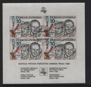 Czechoslovakia #2653b cancelled 1987 cosmonauts sheet imperf.