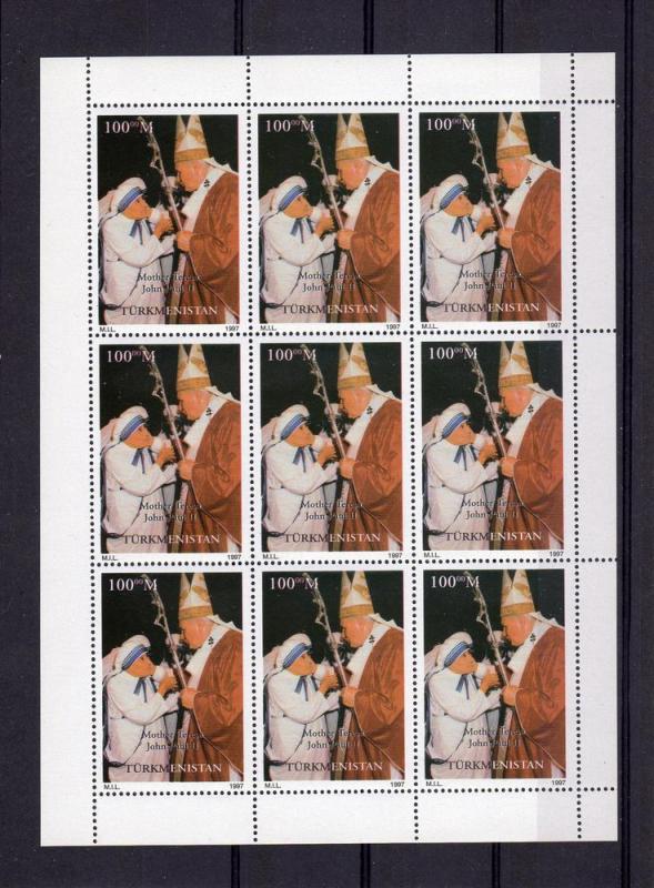 Turkmenistan Pope John Paul II Sheets(9)MNH Yvert # 63a