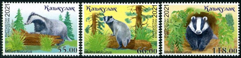 2021 Kyrgyzstan Badger (Scott 651-53) MNH