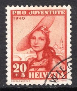 Switzerland   #B108  used  1940  Pro Juventute  5c  girl of Solothurn