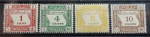 TRENGGANU  MALAYA MALAYSIA 1937 POSTAGE DUE  SG D1 - D4 MLH OG VERY FINE