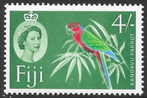 Fiji Scott 186a MNH 4/- Kandavu Parrot issue of 1964, QEII, Bird