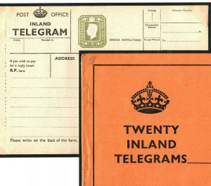 GB KGVI TELEGRAPH FORM TP27 9d ORIGINAL BOOKLET COVER (15s) 1940 Telegram 1940.6