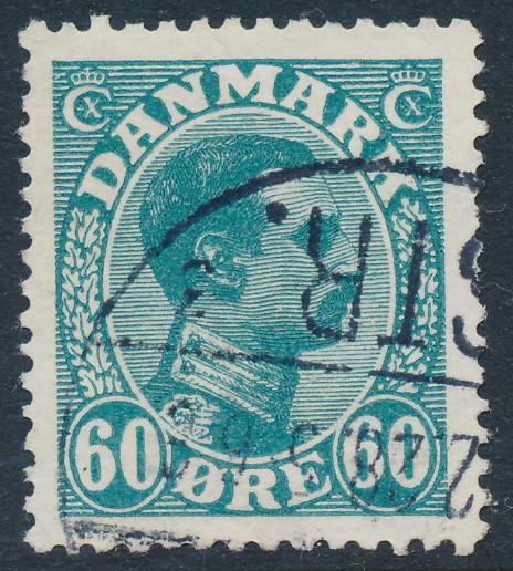 Denmark Scott 124 (AFA 130), 60ø blue-green Chr. X, VF Used