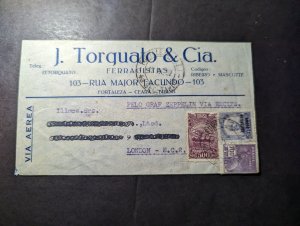 1932 Brazil LZ 127 Graf Zeppelin Airmail Cover Fortaleza Ceara to London England