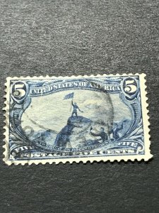 GENUINE SCOTT #288 USED 1898 TRANS-MISS EXPO ISSUE 5¢ DULL BLUE