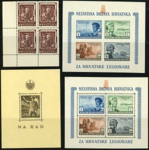 CROATIA WWII German Occupation Postage Souvenir Sheet Block Stamp Collection MNH 