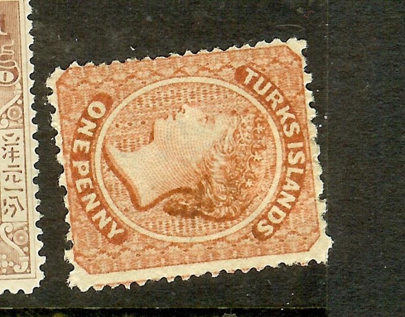 TURKS ISLANDS (P2012B) QV 1D  SG4B SIDE WMK  MOG