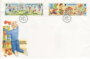 Isle of Man 1989 FDC Sc 396a, 398a Children's Games and Toys EUROPA