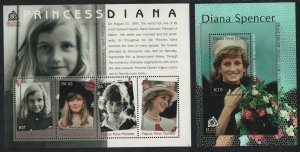 Papua NG Diana Princess of Wales 2 MSs 2007 MNH SG#MS1198-MS1199