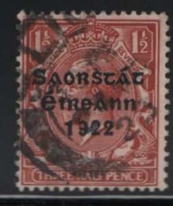 Ireland 1922-23 used Sc 46 1 1/2p KGV, red brown, black o/p 15 x 8.5mm, 1922 ...