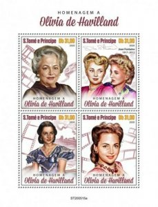 St Thomas - 2020 Actress Olivia de Havilland - 4 Stamp Sheet - ST200515a