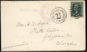 USA 1881 Colorado Buffalo Creek Fancy Cancel Cover 92913