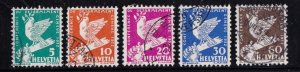 Switzerland stamps #210 - 214, used,  CV $12.60