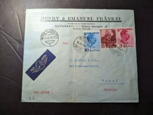 1938 Romania Airmail Cover Bucharest to Basel Switzerland via Vienna