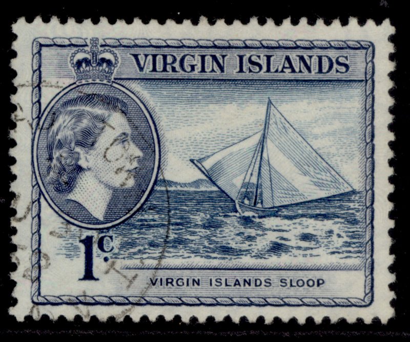 BRITISH VIRGIN ISLANDS QEII SG150, 1c turquoise-blue & slate, FINE USED.