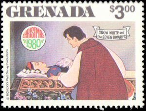 Grenada #1021-1029, Complete Set(9), 1980, Disney, Christmas, Never Hinged