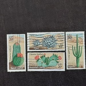 US Scott # 1942-1945; Four used 20c Desert Plants from 1981; F/VF; off paper