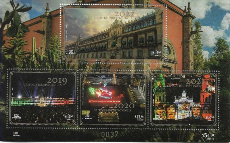 RJ) 2022 MEXICO, CRY FOR INDEPENDENCE, MAP, SOUVENIR SHEET, MNH