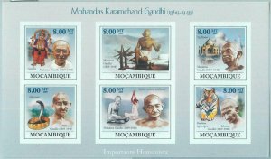 M1441 - MOZAMBIQUE - ERROR, 2009 IMPERF SHEET: Mahatma Gandhi, India