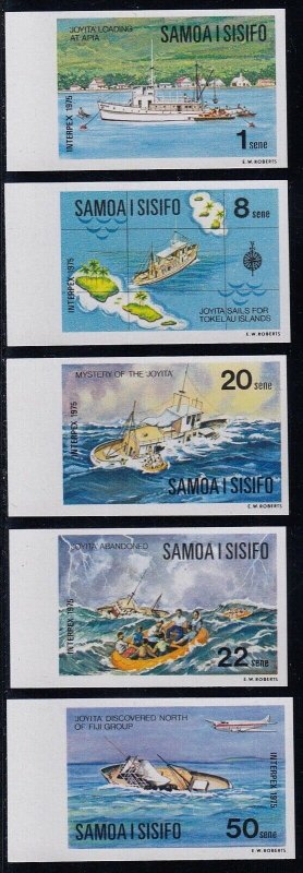 SAMOA 1975 “Interpex” & Joyita, IMPERFORATE Set of 5 MNH 