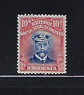 RHODESIA SCOTT #129a -1913-23 ADMIRAL 10D- DIE III  PERF 14 - MINT HINGED