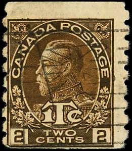 CANADA Sc MR7 F/USED - 1916 2¢ King George V - War Tax