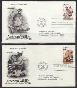 US 2286-2335 Wildlife 1987 PCS S/50 Typed FDC
