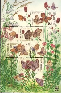 Czech Republic 2002 Endangered Species. Butterflies, WWF MS, MNH