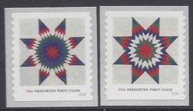 #5098-5099 25c Presort Star Quilts Coil Set/2 Singles 2016 Mint NH