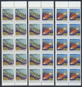 Rep.Marshall Isl. 3 MNH - Unfolded Unbound Fish Booklet Panes of 10