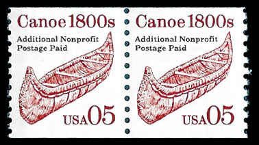 PCBstamps   US #2454 Coil Pair 10c(2x5c)Canoe, red, MNH, (17)