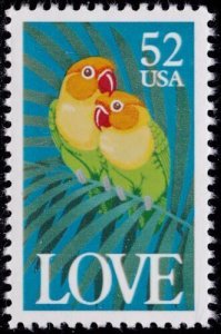 1991 Love Birds Single 52c Postage Stamp, Sc # 2537, MNH, OG