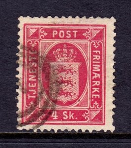 Denmark - Scott #O2 - Used - Small thin, pencil/rev. - SCV $40