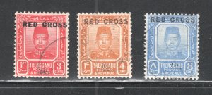 Malaya - Trengganu, Scott #B1-B3   F/VF, Used, CV $66.50  ..... 6470069