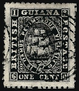 British Guiana SG51 Used VF+ pulled perf Cat$32..Fill a Key spot!