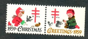 Christmas Seals from 1959 MNH Attached Pair